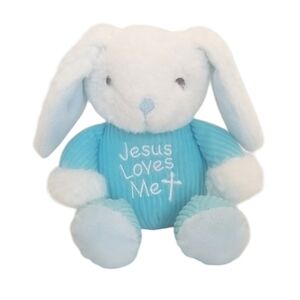 Dan Dee Blue & White Bunny "Jesus Loves Me"